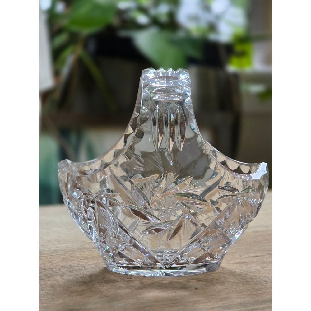 Ruckl & Sons Bohemia Lead Crystal Basket Hand Cut Czech Republic Starburst 24% - Picture 14 of 16